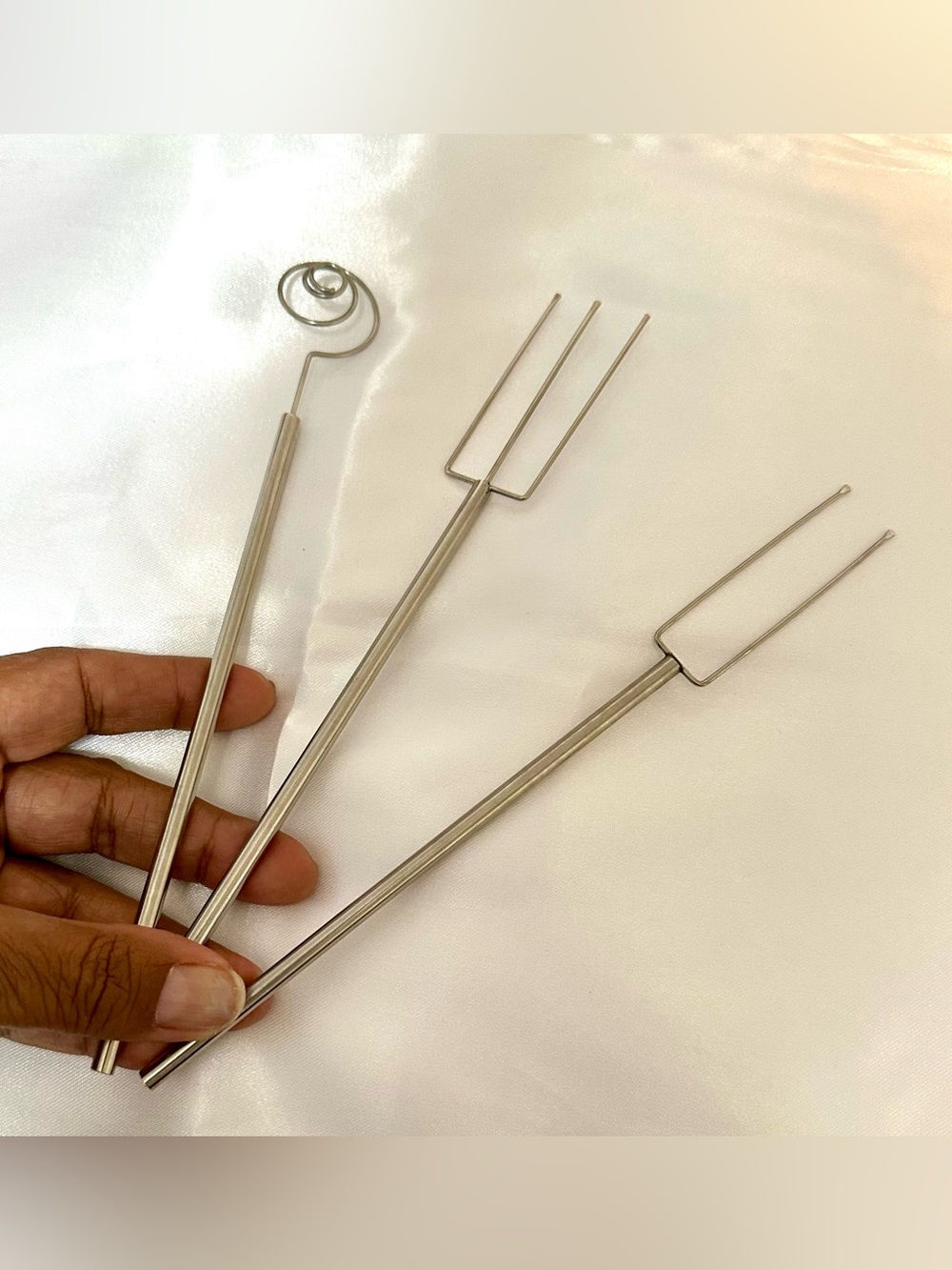 Modern Stainless Steel Fondue Forks Set of 3